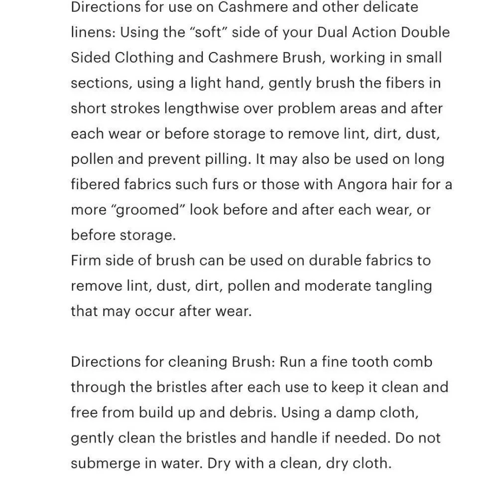 Dual Action Double Sided Clothing and Cashmere Brush 100% Premium Boar Bristles